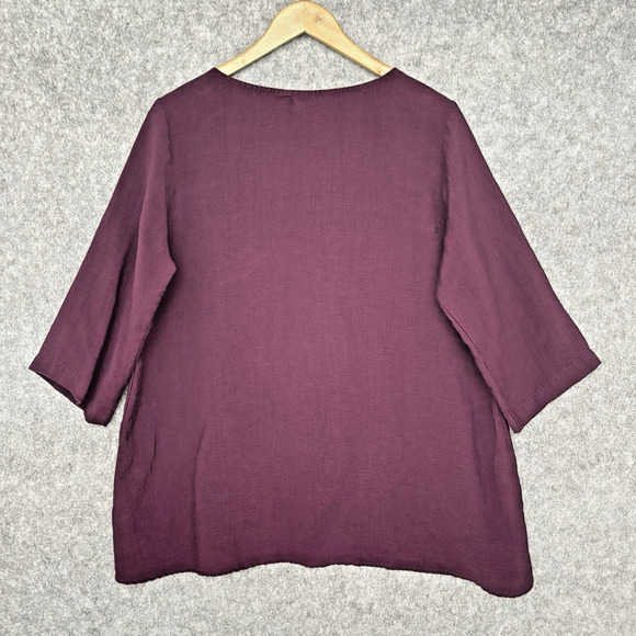 Chalet‎ et Ceci Womens Layered Hem Top Size XL Purple Relaxed Boho Lagenlook - Picture 3 of 7